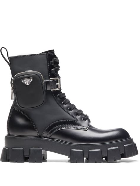 prada tyre sole ankle boot|Prada combat boots with pouch.